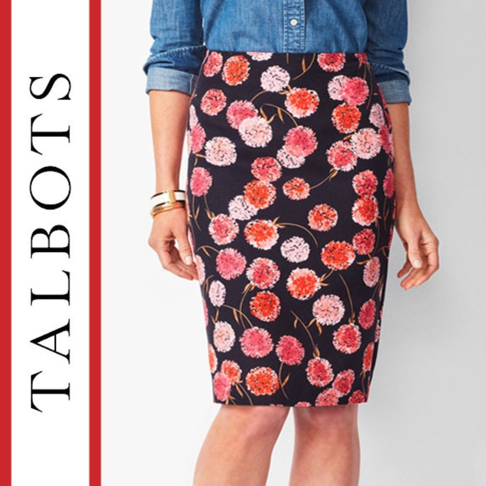 Talbots | Floral Printed Classic Pencil Skirt